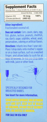 Ddrops Baby Liquid Vitamin D3 400 IU 2.50 mL (90 Drops)